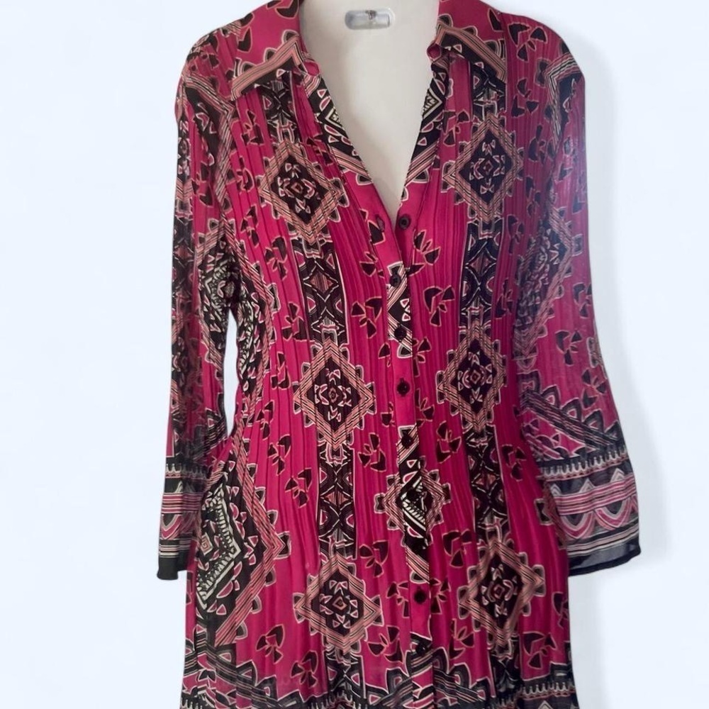 Alfani Pink and black boho blouse long #bohostyle 8
